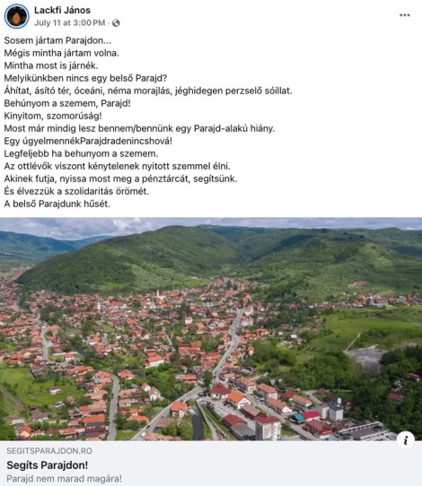 A szavaknak ereje van. Szerintünk ennél szebben nem is lehetne szolidaritást vállalni Parajddal, és adományozásra buzdítani. Köszönjük, Lackfi János! 📲 segitsparajdon.ro